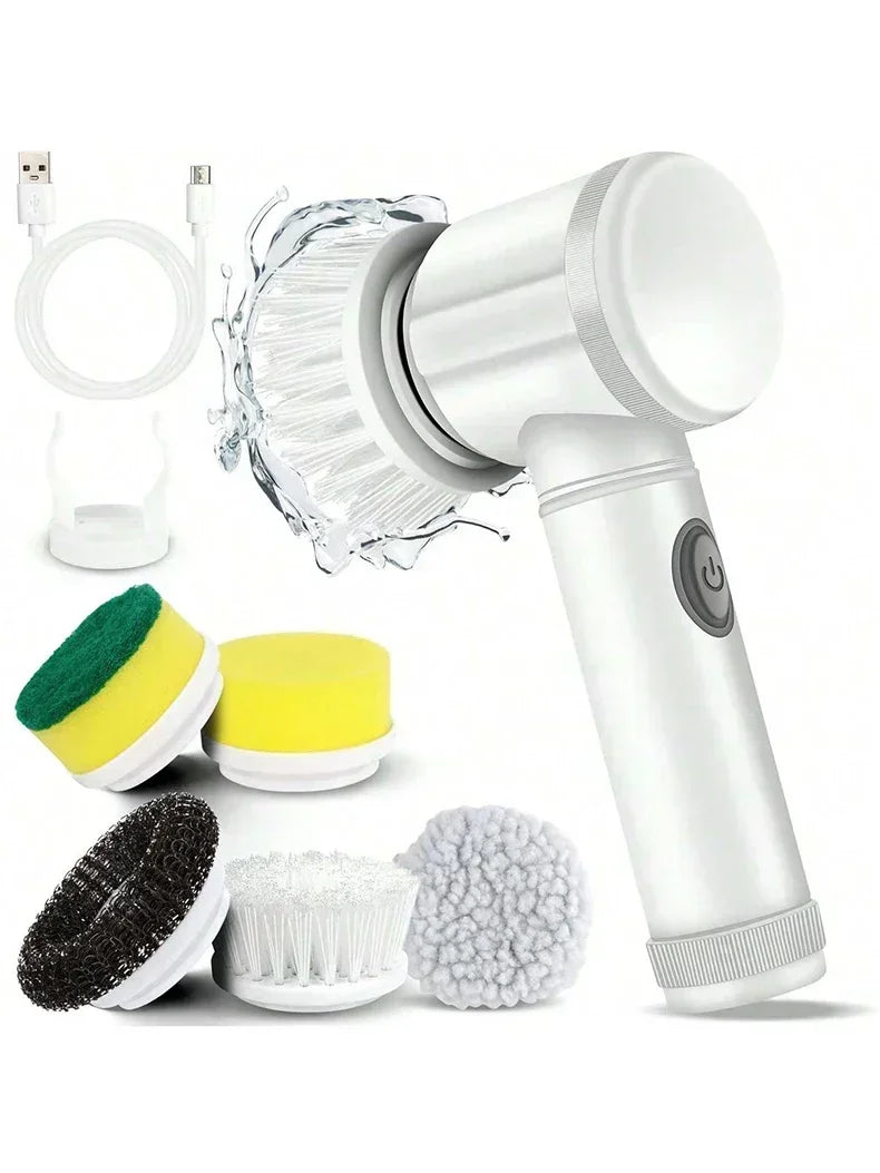 ✨ Cordless Electric Spin Scrubber | Rechargeable 5-in-1 Cleaning Brush for Bathroom, Kitchen & Car
