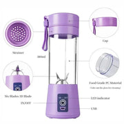 Portable Electric Handheld Blender Rechargeable Fruit Juicer Cup Mini Mixer for Smoothies Milkshakes