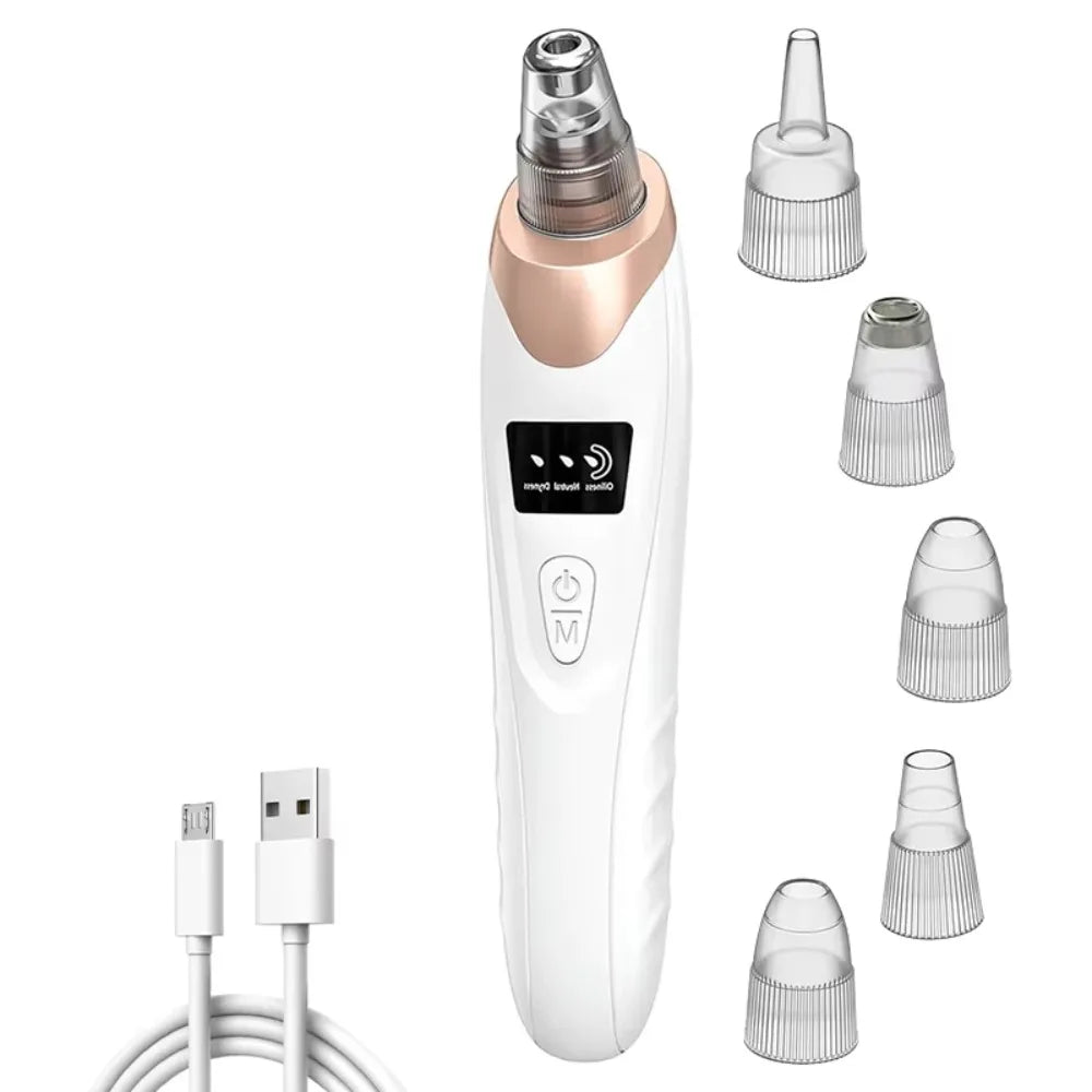3 Suction Mode Electric Blackhead Remover Deep Cleansing Acne Removal Vacuum Pore Cleaner Comfortable Grip 5 Suction Heads
