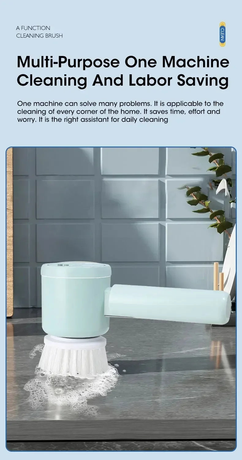 ✨ Cordless Electric Spin Scrubber | Rechargeable 5-in-1 Cleaning Brush for Bathroom, Kitchen & Car