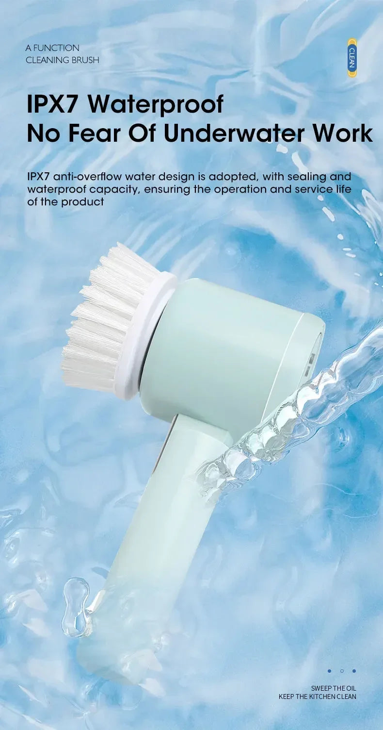 ✨ Cordless Electric Spin Scrubber | Rechargeable 5-in-1 Cleaning Brush for Bathroom, Kitchen & Car