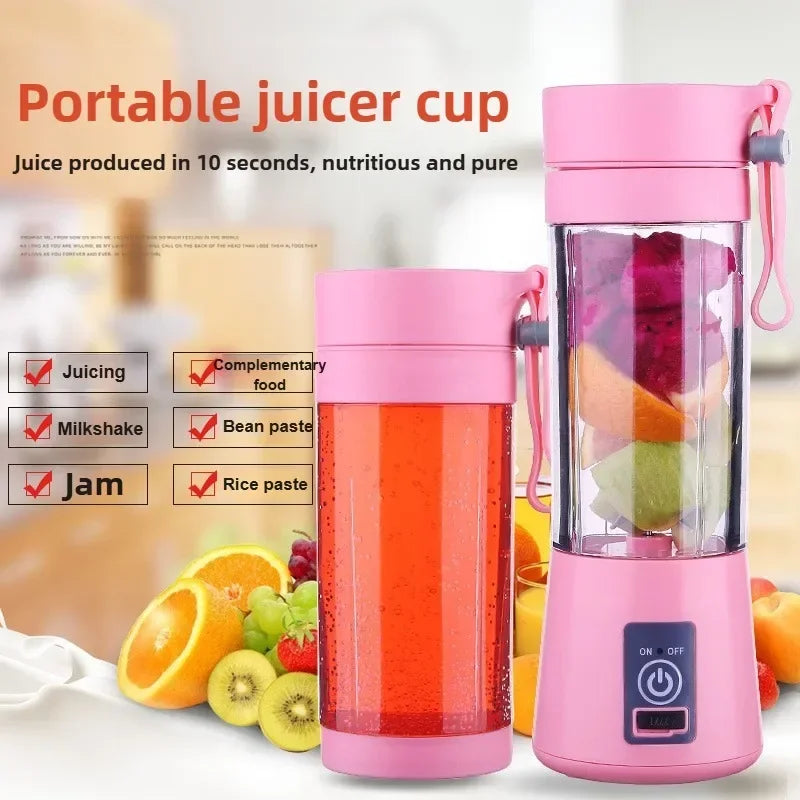 Portable Electric Handheld Blender Rechargeable Fruit Juicer Cup Mini Mixer for Smoothies Milkshakes