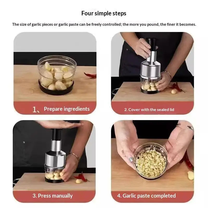 Premium Stainless Steel Garlic Press & Mini Food Chopper