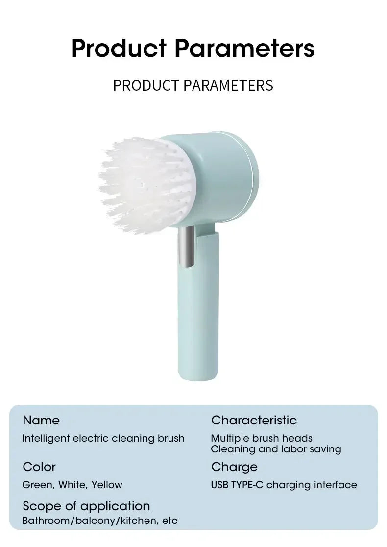 ✨ Cordless Electric Spin Scrubber | Rechargeable 5-in-1 Cleaning Brush for Bathroom, Kitchen & Car