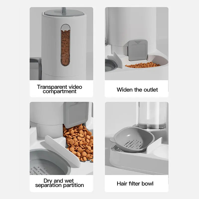 🐾 Automatic Gravity Pet Feeder & Water Dispenser Set | Large Capacity Food & Water Station for Cats & Small Dogs