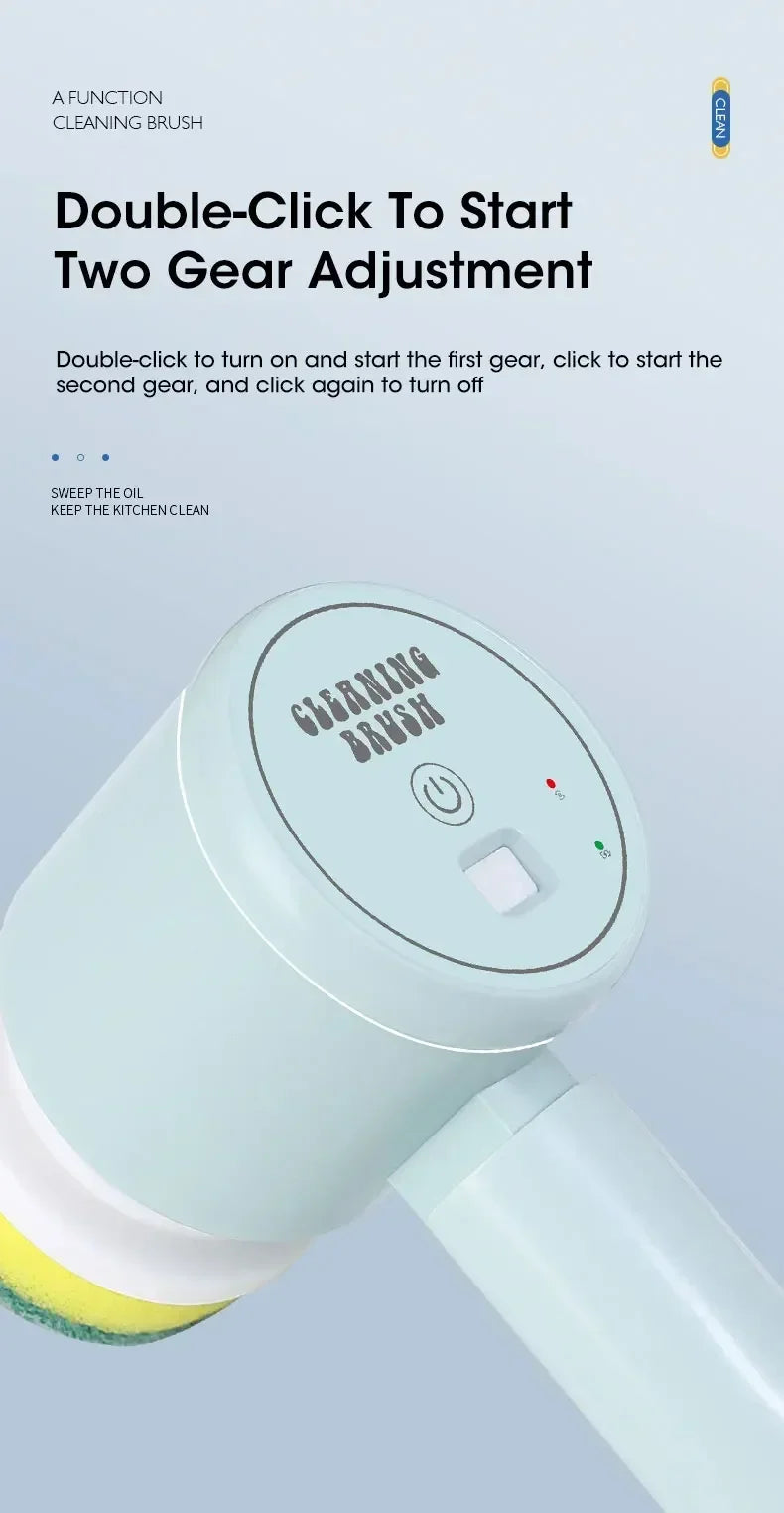 ✨ Cordless Electric Spin Scrubber | Rechargeable 5-in-1 Cleaning Brush for Bathroom, Kitchen & Car