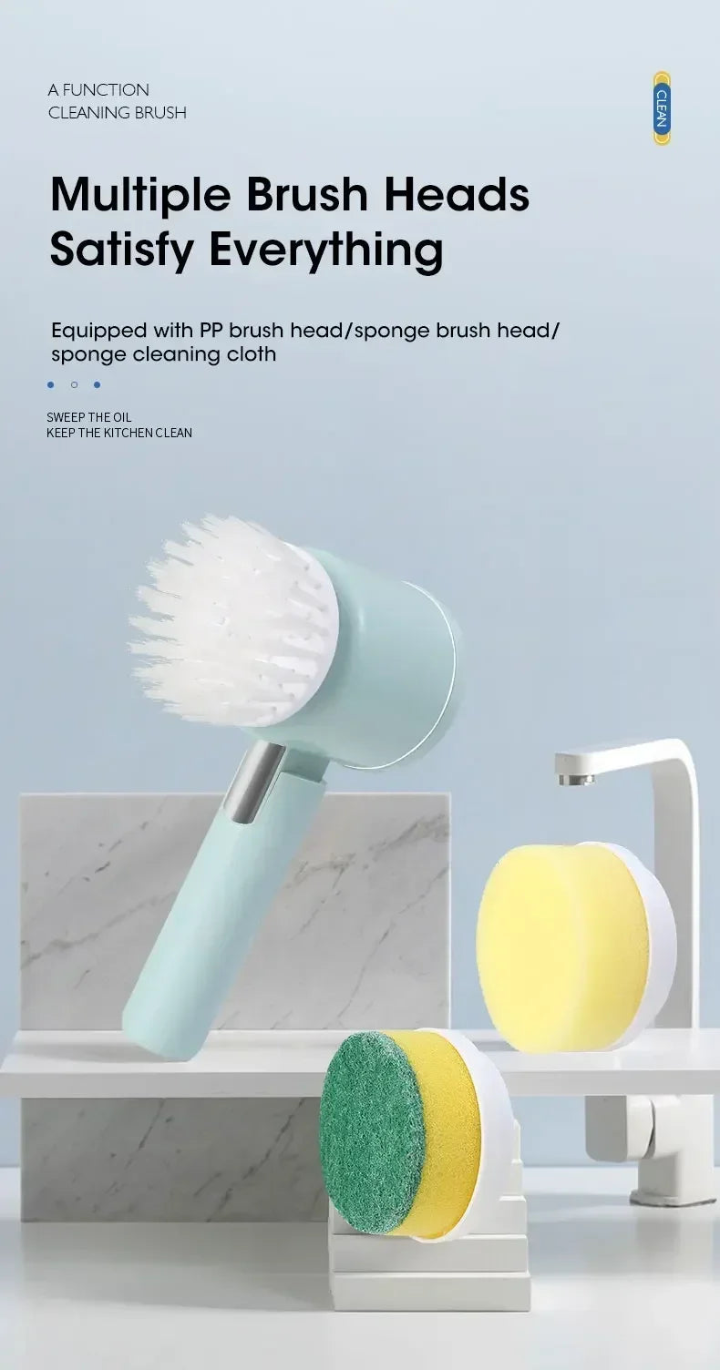 ✨ Cordless Electric Spin Scrubber | Rechargeable 5-in-1 Cleaning Brush for Bathroom, Kitchen & Car