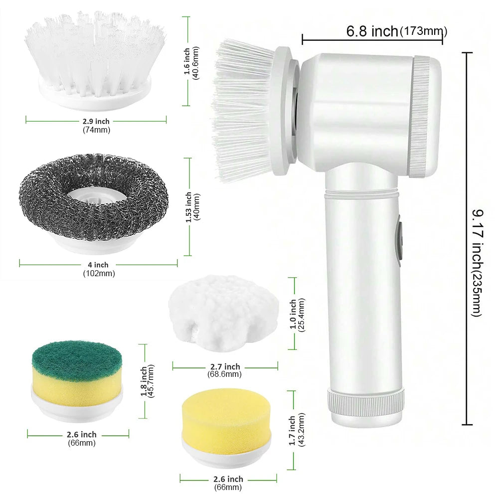 Cordless Electric Spin Scrubber – 3-in-1 Cleaning Brush