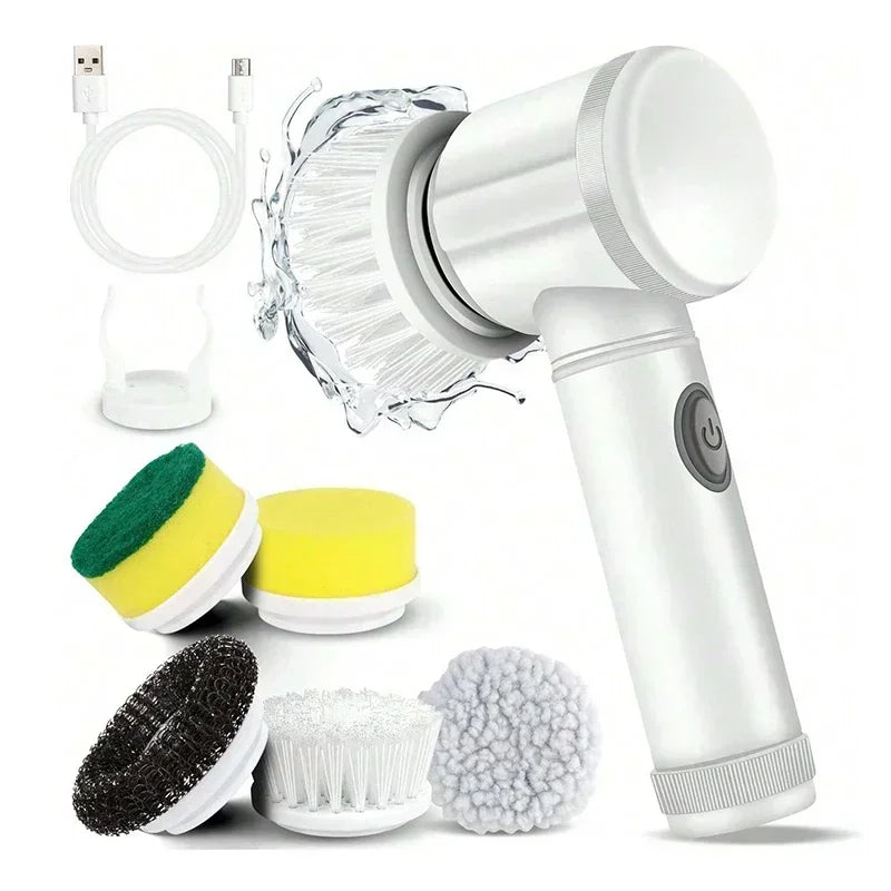 ✨ Cordless Electric Spin Scrubber | Rechargeable 5-in-1 Cleaning Brush for Bathroom, Kitchen & Car