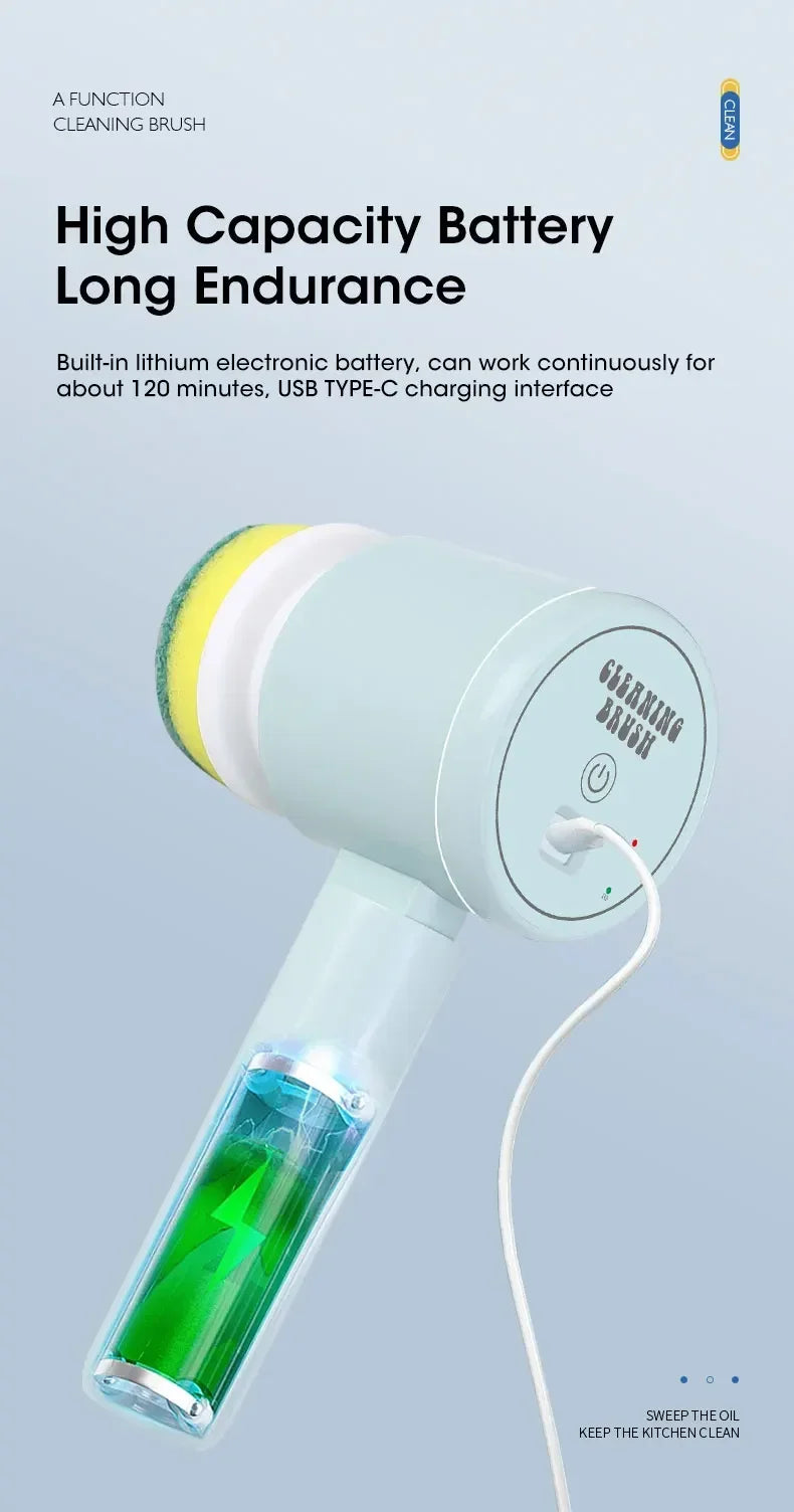 ✨ Cordless Electric Spin Scrubber | Rechargeable 5-in-1 Cleaning Brush for Bathroom, Kitchen & Car