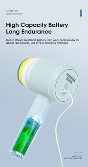 ✨ Cordless Electric Spin Scrubber | Rechargeable 5-in-1 Cleaning Brush for Bathroom, Kitchen & Car