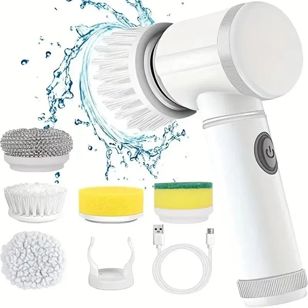 ✨ Cordless Electric Spin Scrubber | Rechargeable 5-in-1 Cleaning Brush for Bathroom, Kitchen & Car