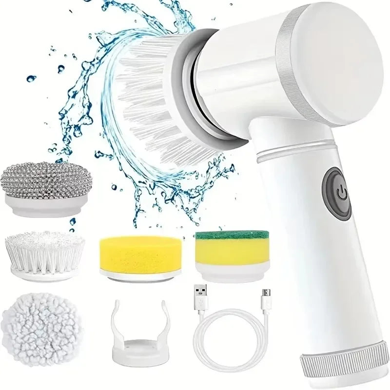 ✨ Cordless Electric Spin Scrubber | Rechargeable 5-in-1 Cleaning Brush for Bathroom, Kitchen & Car