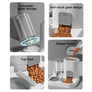 🐾 Automatic Gravity Pet Feeder & Water Dispenser Set | Large Capacity Food & Water Station for Cats & Small Dogs