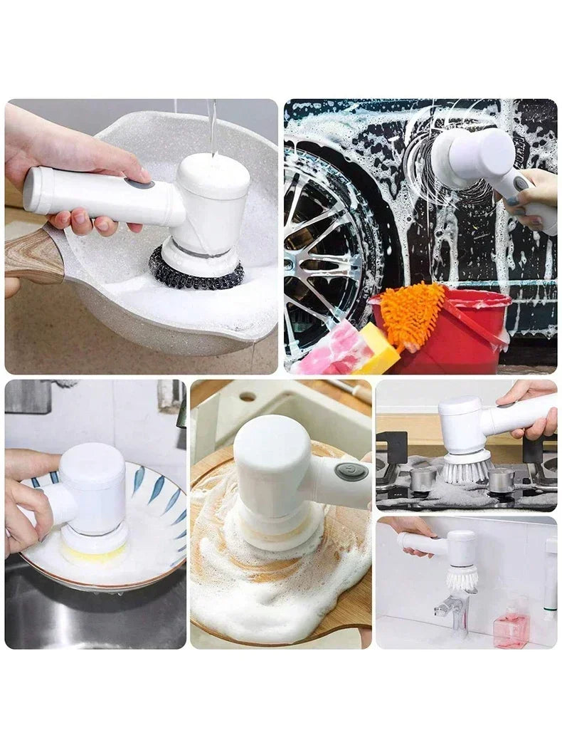 ✨ Cordless Electric Spin Scrubber | Rechargeable 5-in-1 Cleaning Brush for Bathroom, Kitchen & Car