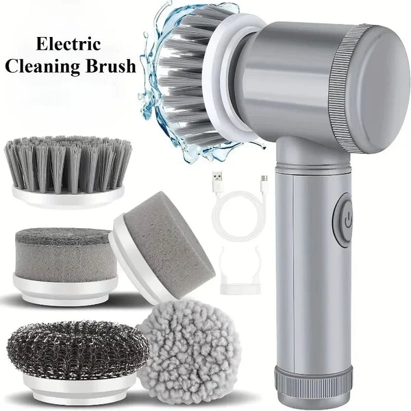 ✨ Cordless Electric Spin Scrubber | Rechargeable 5-in-1 Cleaning Brush for Bathroom, Kitchen & Car