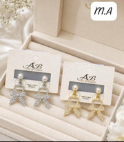 Elegant Heart Bow Pearl Earrings – | Gold & Silver