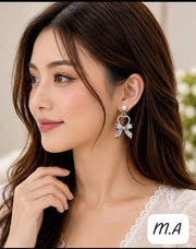 Elegant Heart Bow Pearl Earrings – | Gold & Silver