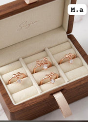 🎀 Elegant Bow Stone Ring – Silver & Golden | Adjustable Fashion Ring