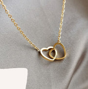Elegant Double Heart Love Necklace – Minimalist Gold Pendant