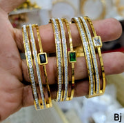 Elegant Gold-Tone Crystal Stone Bracelet – Luxury Layered Bangle