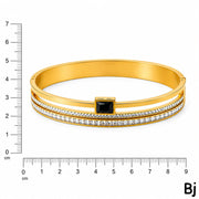 Elegant Gold-Tone Crystal Stone Bracelet – Luxury Layered Bangle