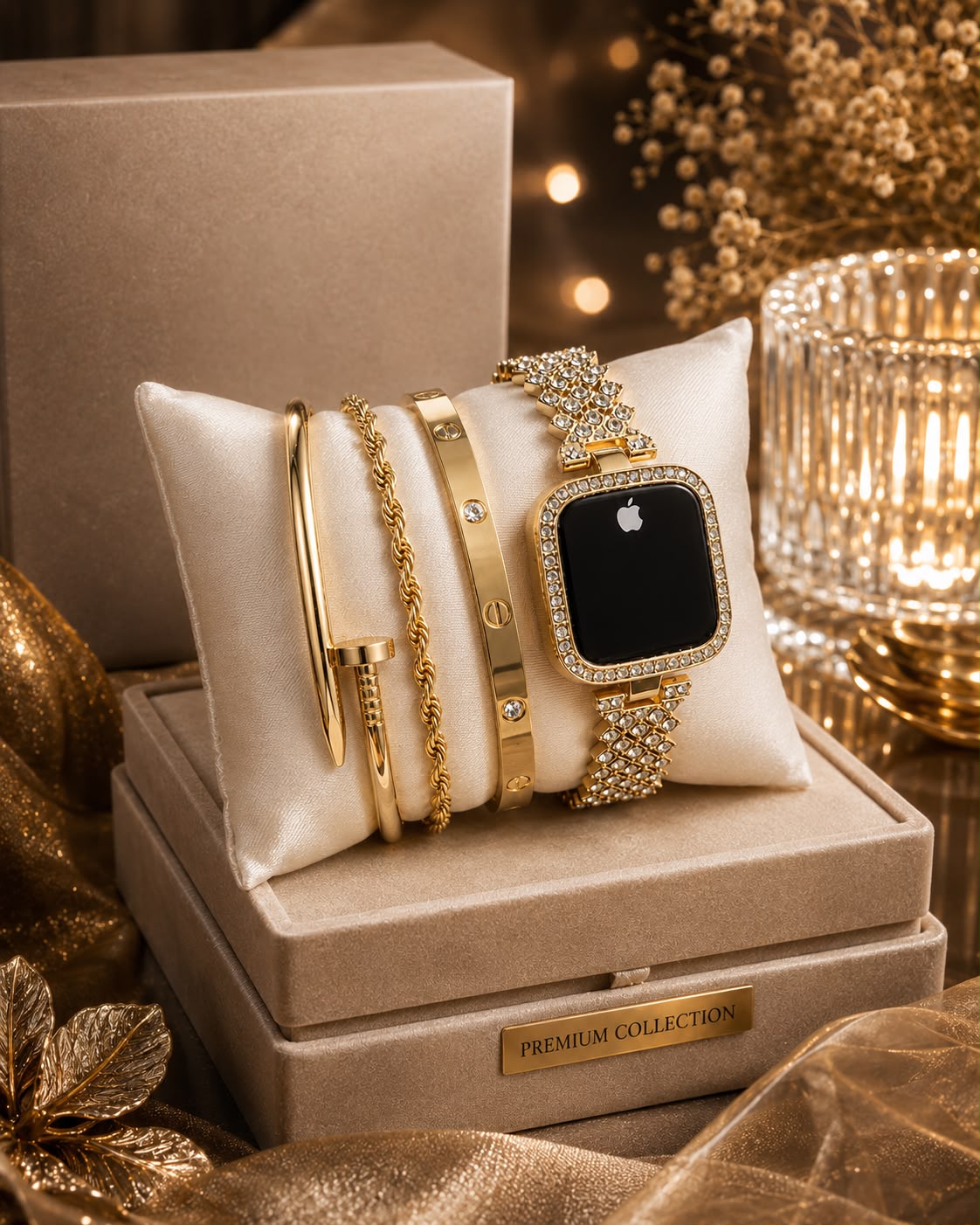 Luxury Diamond Touch Smart Watch & Bracelet Set