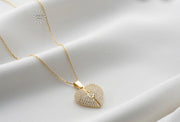 Customized Openable Angel Wings Heart Locket – Personalized Zircon Pendant