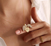 Customized Openable Angel Wings Heart Locket – Personalized Zircon Pendant