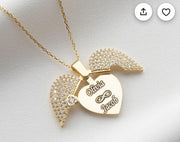 Customized Openable Angel Wings Heart Locket – Personalized Zircon Pendant