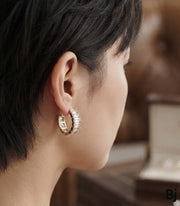 Fancy 18K Gold-Plated Zircon Hoop Earrings – Elegant Balli for Her