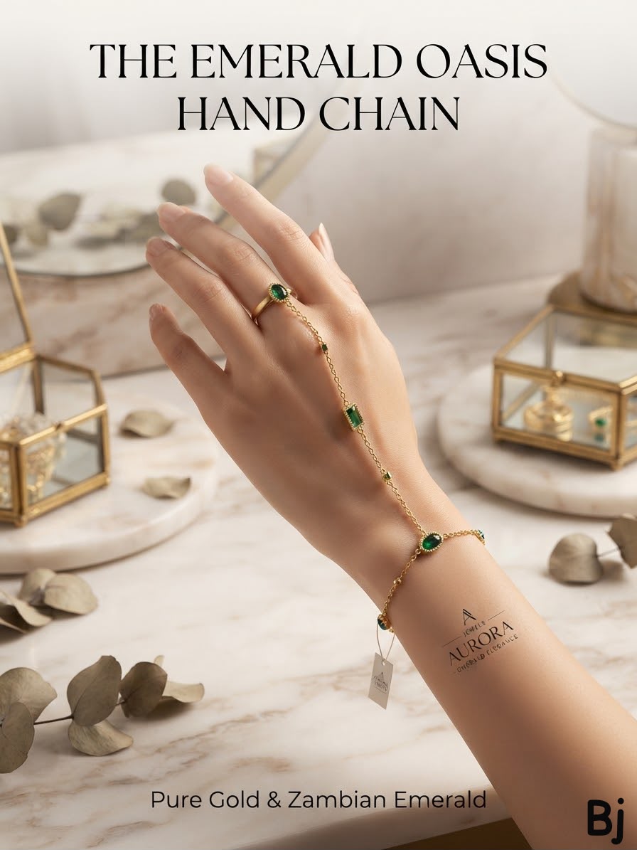 Elegant Gold-Plated Hand Chain Bracelet with Attached Ring (Hathphool Harness)