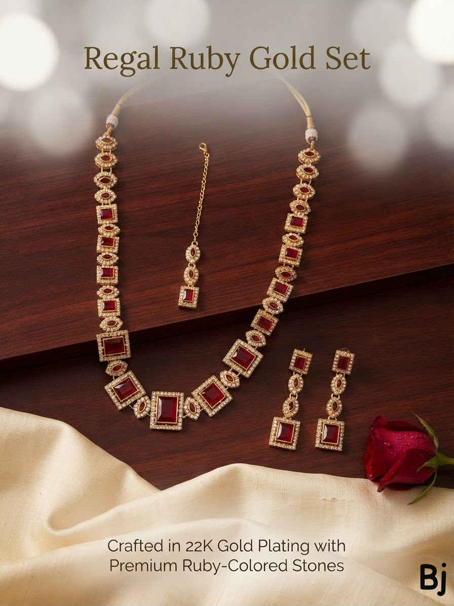 Ruby Radiance gold jewelry set