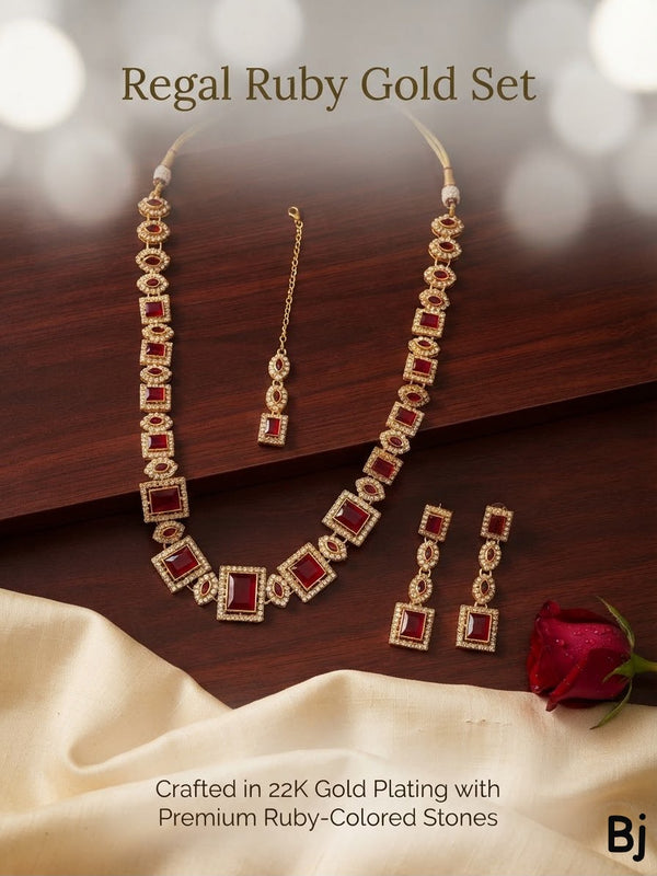 Ruby Radiance gold jewelry set